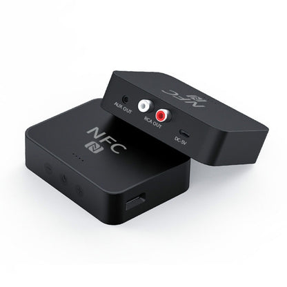 R6 NFC Bluetooth 5.0 เครื่องรับสัญญาณเพลงบนเดสก์ท็อปตัวรับสัญญาณ Bluetooth รองรับการ์ด TF