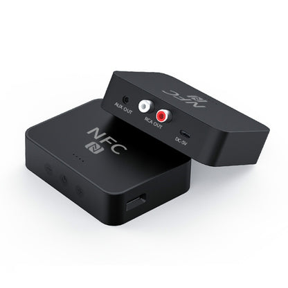 R6 NFC Bluetooth 5.0 เครื่องรับสัญญาณเพลงบนเดสก์ท็อปตัวรับสัญญาณ Bluetooth รองรับการ์ด TF
