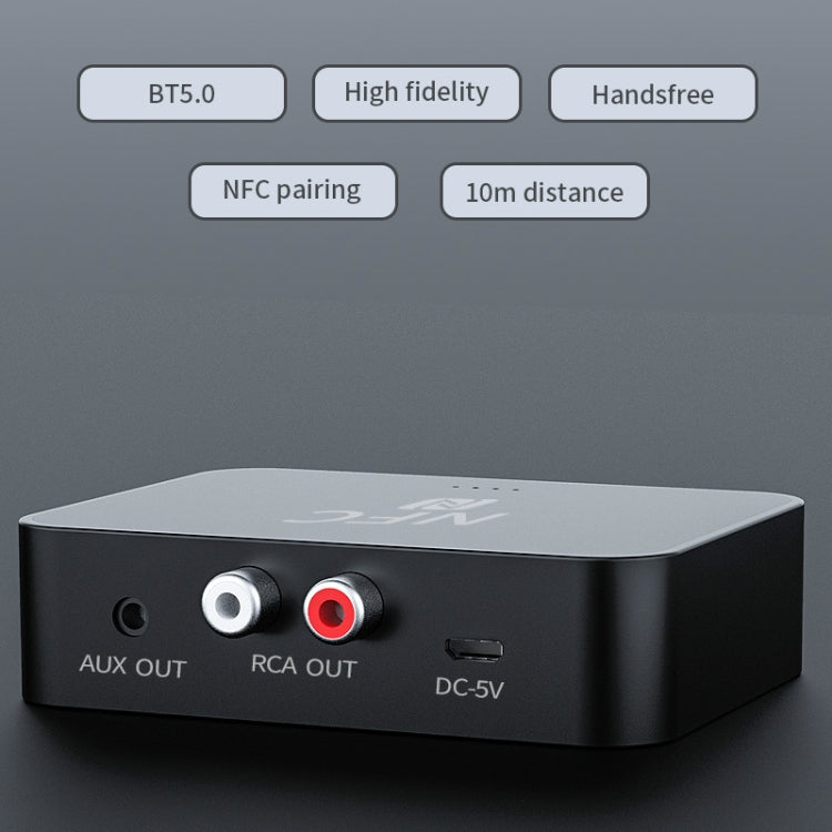 R6 NFC Bluetooth 5.0 เครื่องรับสัญญาณเพลงบนเดสก์ท็อปตัวรับสัญญาณ Bluetooth รองรับการ์ด TF