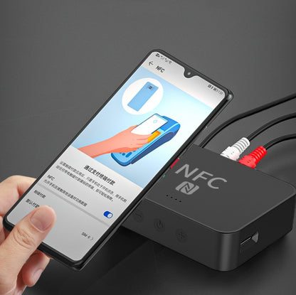 R6 NFC Bluetooth 5.0 เครื่องรับสัญญาณเพลงบนเดสก์ท็อปตัวรับสัญญาณ Bluetooth รองรับการ์ด TF