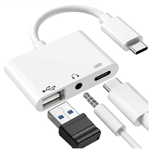 อะแดปเตอร์ USB-C OTG 3 ใน 1 พร้อมแจ็คหูฟังขนาด 3.5 มม. ใช้งานได้กับ iPad Pro และโทรศัพท์แจ็ค Type-C, 3 in 1
