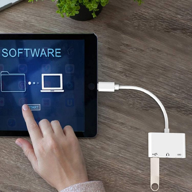 อะแดปเตอร์ USB-C OTG 3 ใน 1 พร้อมแจ็คหูฟังขนาด 3.5 มม. ใช้งานได้กับ iPad Pro และโทรศัพท์แจ็ค Type-C, 3 in 1