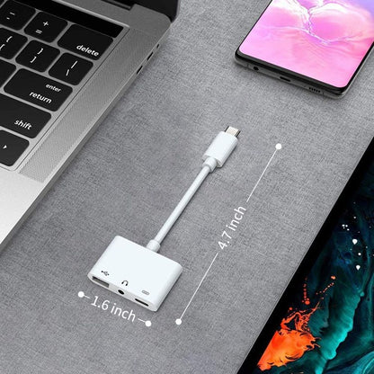 อะแดปเตอร์ USB-C OTG 3 ใน 1 พร้อมแจ็คหูฟังขนาด 3.5 มม. ใช้งานได้กับ iPad Pro และโทรศัพท์แจ็ค Type-C, 3 in 1