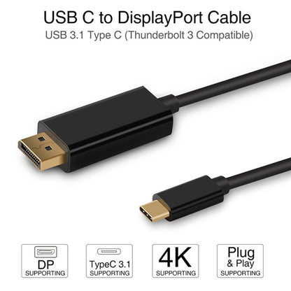 4K 60Hz Type-C ถึง DP DisplayPort เชื่อมต่อสายอะแดปเตอร์ DP ความยาวสายเคเบิล: 1.8 ม.