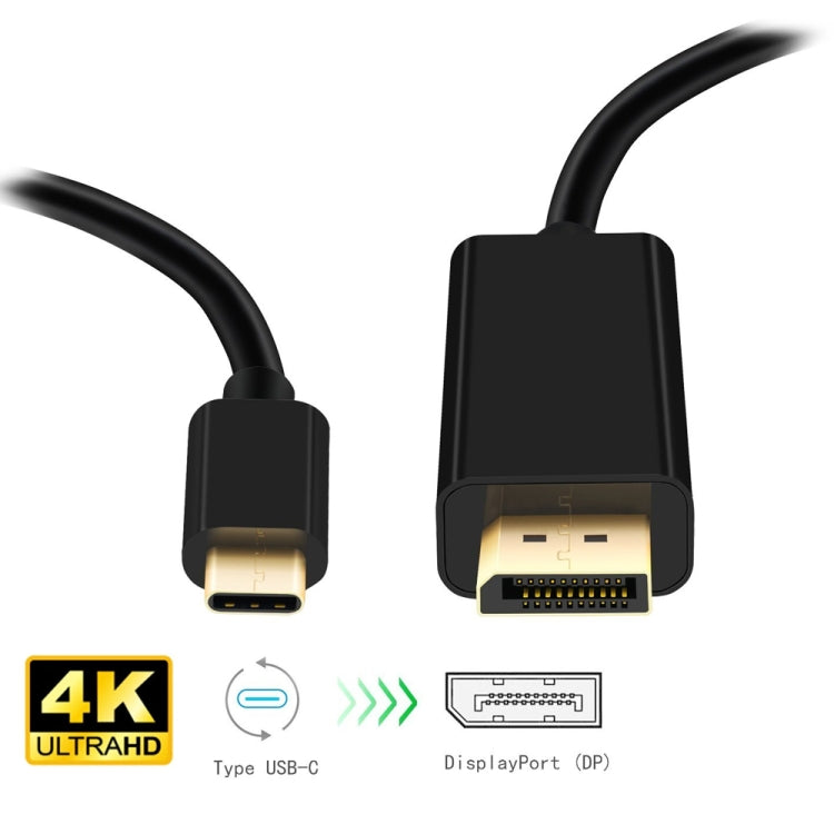 4K 60Hz Type-C ถึง DP DisplayPort เชื่อมต่อสายอะแดปเตอร์ DP ความยาวสายเคเบิล: 1.8 ม.