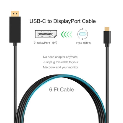 4K 60Hz Type-C ถึง DP DisplayPort เชื่อมต่อสายอะแดปเตอร์ DP ความยาวสายเคเบิล: 1.8 ม.