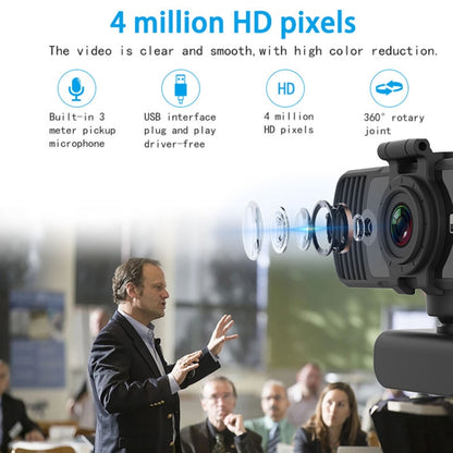 Richwell PC-06 มินิ 360 องศาหมุน 4.0 MP HD ออโต้โฟกัสเว็บแคมพีซีพร้อมไมโครโฟนลดเสียงรบกวน