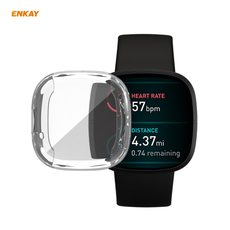 สำหรับ Fitbit Versa 3 / Fitbit Sense ENKAY Hat-Prince ENK-AC8208 เคส TPU Soft โปร่งใสแบบเต็มครอบคลุม