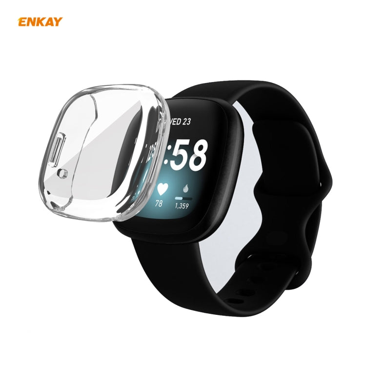 สำหรับ Fitbit Versa 3 / Fitbit Sense ENKAY Hat-Prince ENK-AC8208 เคส TPU Soft โปร่งใสแบบเต็มครอบคลุม
