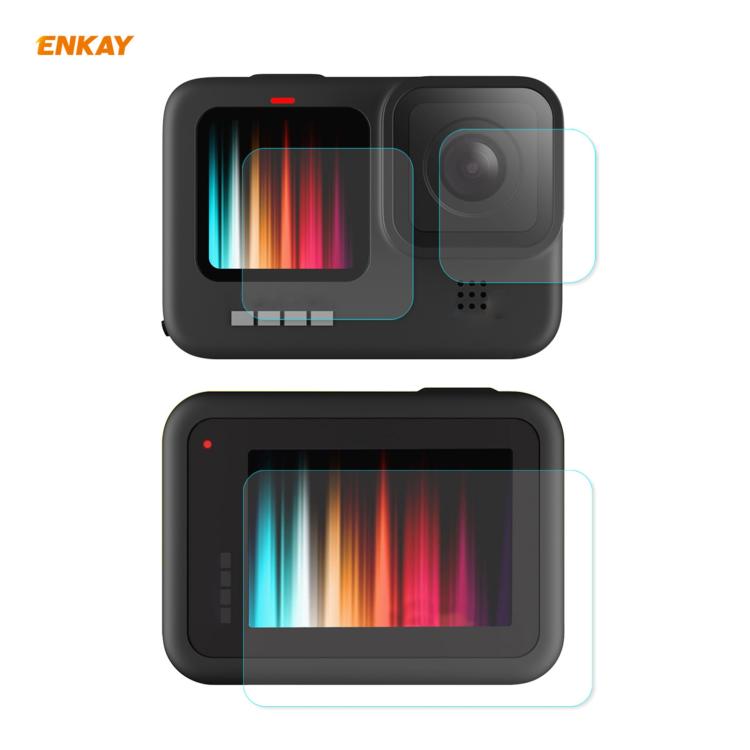 สำหรับ GoPro HERO9 ENKAY HatPrince 3 in 1 0.2mm 9H 2.15D เลนส์กล้องป้องกันและฟิล์มกระจกนิรภัยหน้าจอ