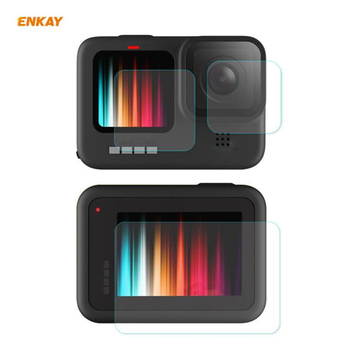 สำหรับ GoPro HERO9 ENKAY HatPrince 3 in 1 0.2mm 9H 2.15D เลนส์กล้องป้องกันและฟิล์มกระจกนิรภัยหน้าจอ