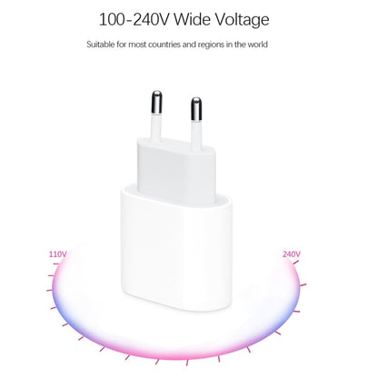 PD 20W เครื่องชาร์จสำหรับเดินทางอินเทอร์เฟซ USB-C / Type-C เดี่ยว, ปลั๊ก EU, Actual 20W EU Plug