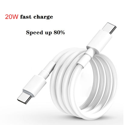 2 in 1 PD 20W ที่ชาร์จสำหรับเดินทางพอร์ต USB-C / Type-C เดี่ยว + 3A PD3.0 USB-C / Type-C ถึง USB-C / Type-C ชุดสายเคเบิลข้อมูลชาร์จเร็ว, ความยาวสายเคเบิล: 1 ม., ปลั๊ก EU, 20W 1m
