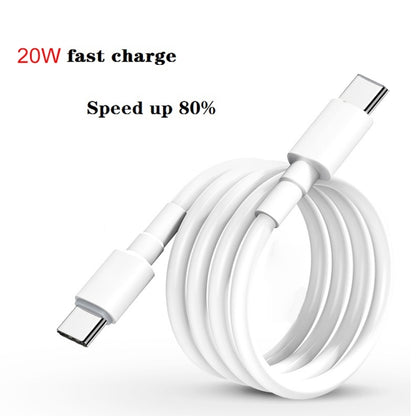 2 in 1 PD 20W ที่ชาร์จสำหรับเดินทางพอร์ต USB-C / Type-C เดี่ยว + 3A PD3.0 USB-C / Type-C ถึง USB-C / Type-C ชุดสายเคเบิลข้อมูลชาร์จเร็ว, ความยาวสายเคเบิล: 2 ม., ปลั๊ก EU, 20W 2m