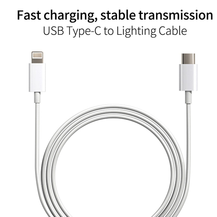 2 in 1 PD 20W แท่นชาร์จสำหรับเดินทางพอร์ต USB-C / Type-C เดี่ยว + 3A PD3.0 ชุดสายเคเบิลข้อมูล USB-C / Type-C ถึง 8 พินที่ชาร์จเร็ว, ความยาวสายเคเบิล: 1 ม., ปลั๊ก US, 20W 1m