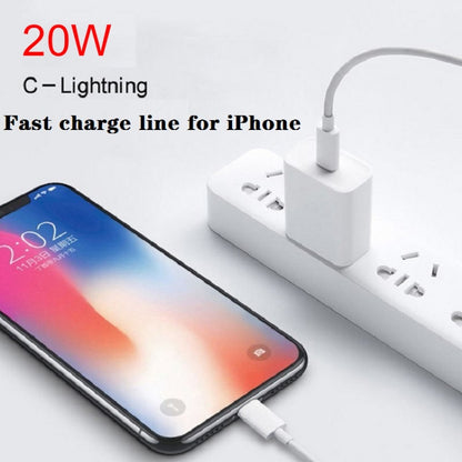 2 in 1 PD 20W แท่นชาร์จสำหรับเดินทางพอร์ต USB-C / Type-C เดี่ยว + 3A PD3.0 ชุดสายเคเบิลข้อมูล USB-C / Type-C ถึง 8 พินที่ชาร์จเร็ว, ความยาวสายเคเบิล: 1 ม., ปลั๊ก US, 20W 1m
