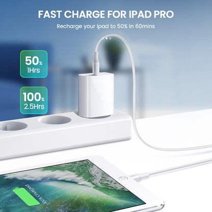 2 in 1 PD 20W แท่นชาร์จสำหรับเดินทางพอร์ต USB-C / Type-C เดี่ยว + 3A PD3.0 ชุดสายเคเบิลข้อมูล USB-C / Type-C ถึง 8 พินชาร์จเร็ว, ความยาวสายเคเบิล: 2 ม., ปลั๊ก EU, 20W 2m