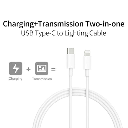 2 in 1 PD 20W แท่นชาร์จสำหรับเดินทางพอร์ต USB-C / Type-C เดี่ยว + 3A PD3.0 ชุดสายเคเบิลข้อมูล USB-C / Type-C ถึง 8 พินชาร์จเร็ว, ความยาวสายเคเบิล: 2 ม., ปลั๊ก EU, 20W 2m