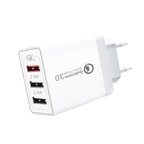 SDC-30W 30W QC 3.0 USB + 2.4A Dual USB 2.0 พอร์ตโทรศัพท์มือถือแท็บเล็ตพีซี Universal Quick Charger Travel Charger, EU Plug, EU Plug