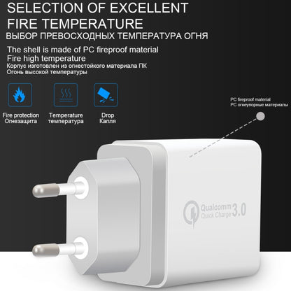 SDC-30W 30W QC 3.0 USB + 2.4A Dual USB 2.0 พอร์ตโทรศัพท์มือถือแท็บเล็ตพีซี Universal Quick Charger Travel Charger, EU Plug, EU Plug