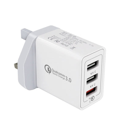 SDC-30W 30W QC 3.0 USB + 2.4A พอร์ต USB คู่ 2.0 โทรศัพท์มือถือแท็บเล็ตพีซี Universal Quick Charger Travel Charger, UK Plug, UK Plug
