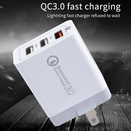 SDC-30W 2 in 1 USB เป็น USB-C / Type-C สายเคเบิลข้อมูล + 30W QC 3.0 USB 2.4A พอร์ต USB คู่ 2.0 โทรศัพท์มือถือแท็บเล็ตพีซี Universal Quick Charger Travel Charger Set, US Plug, with USB-C / Type-C Cable, US Plug