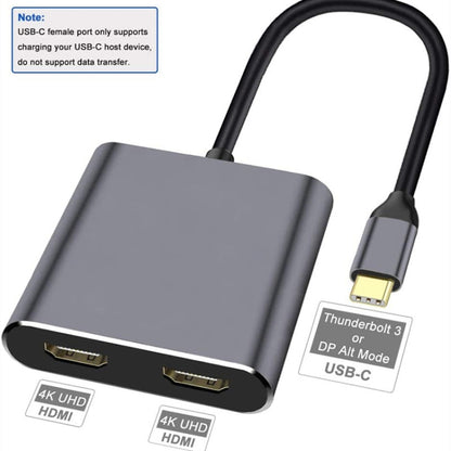 ZS-SGS HDMI อะแดปเตอร์ USB-C / Type-C เป็น Dual HDMI, USB-C / Type-C to Dual HDMI