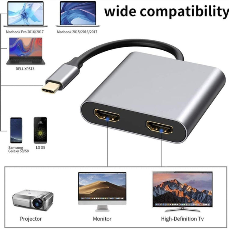 ZS-SGS HDMI อะแดปเตอร์ USB-C / Type-C เป็น Dual HDMI, USB-C / Type-C to Dual HDMI
