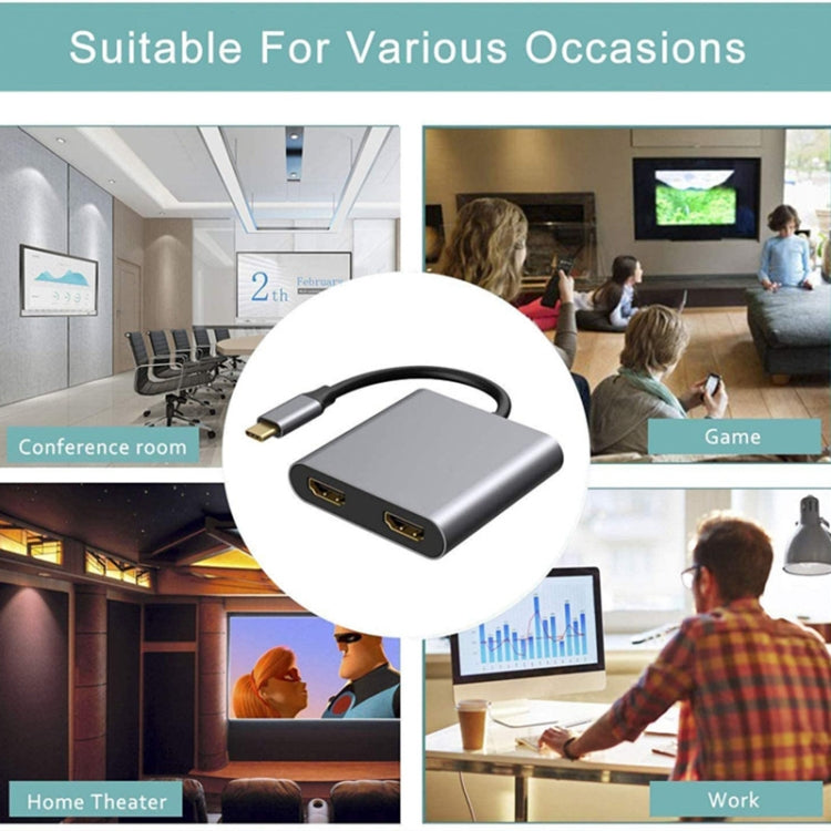ZS-SGS HDMI อะแดปเตอร์ USB-C / Type-C เป็น Dual HDMI, USB-C / Type-C to Dual HDMI