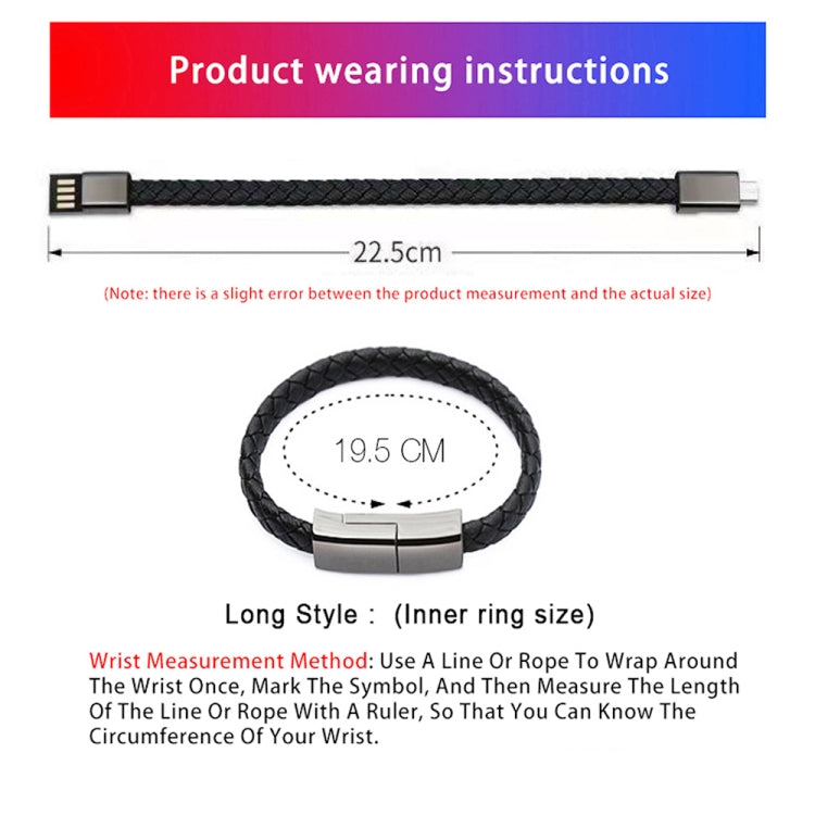 XJ-26 2.4A USB to Micro USB Creative Bracelet สายเคเบิลข้อมูล, ความยาวสายเคเบิล: 22.5 ซม., XJ-26 Micro USB, 22.5cm Micro USB