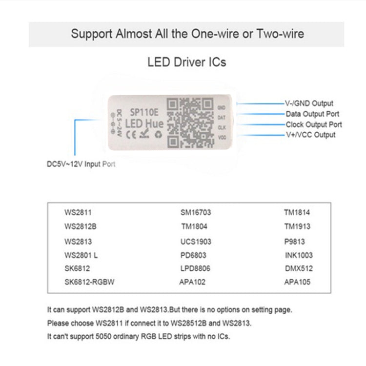SP110E บลูทูธ Pixel Light Controller WS2811 WS2812B WS2812 dimmer SK6812 RGB RGBW APA102 WS2801 พิกเซล LED Strip IOS Android