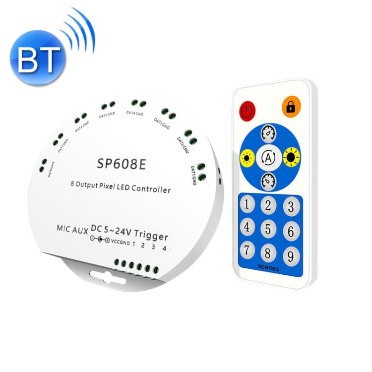 SP608E Dual สัญญาณเอาต์พุต Mobile APP ควบคุมบลูทูธ LED Controller Kit สำหรับ WS2812B WS2811 1903 1804 พิกเซล LED Strip, DC5V ~ 24V