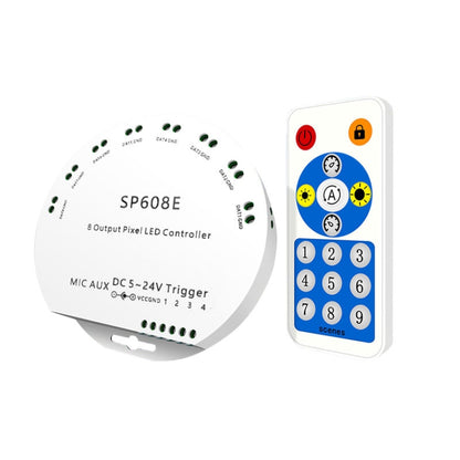 SP608E Dual สัญญาณเอาต์พุต Mobile APP ควบคุมบลูทูธ LED Controller Kit สำหรับ WS2812B WS2811 1903 1804 พิกเซล LED Strip, DC5V ~ 24V
