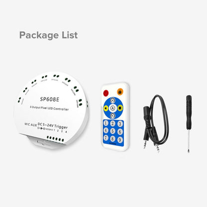 SP608E Dual สัญญาณเอาต์พุต Mobile APP ควบคุมบลูทูธ LED Controller Kit สำหรับ WS2812B WS2811 1903 1804 พิกเซล LED Strip, DC5V ~ 24V