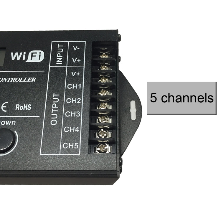 TC421 20A WiFi โปรแกรม 5CH RGB LED ตัวควบคุมเวลาสำหรับพิพิธภัณฑ์สัตว์น้ำ, ถังปลา, การเจริญเติบโตของพืช, DC 12-24V