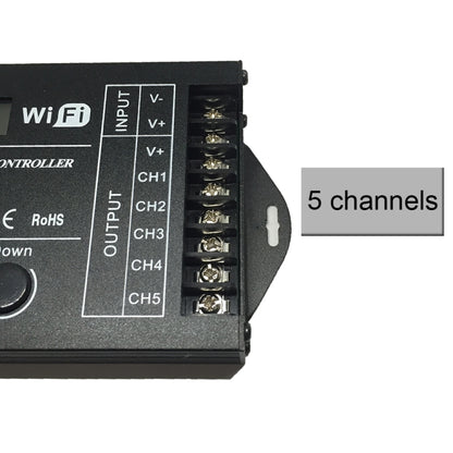 TC421 20A WiFi โปรแกรม 5CH RGB LED ตัวควบคุมเวลาสำหรับพิพิธภัณฑ์สัตว์น้ำ, ถังปลา, การเจริญเติบโตของพืช, DC 12-24V