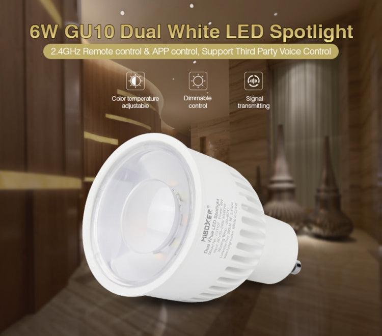 FUT107 GU10 สปอตไลท์หลอดไฟ LED CCT สีขาวคู่ 6 วัตต์สำหรับห้องนอนและห้องนั่งเล่น