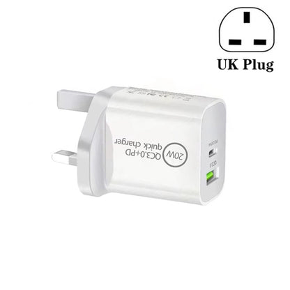 SDC-18W 18W PD QC 3.0 USB ชาร์จเร็วแบบ Dual Universal Travel Charger, ปลั๊ก UK, UK Plug
