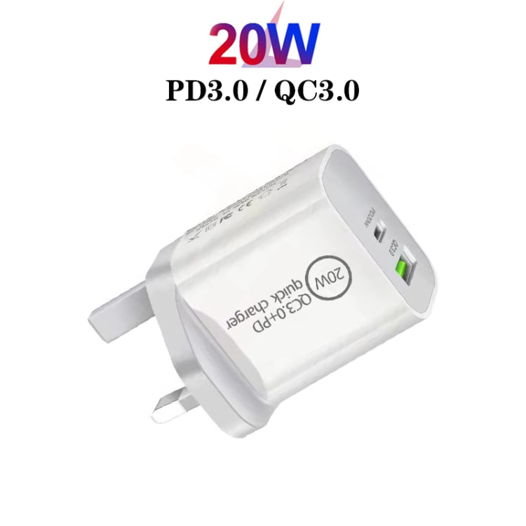 SDC-18W 18W PD QC 3.0 USB ชาร์จเร็วแบบ Dual Universal Travel Charger, ปลั๊ก UK, UK Plug