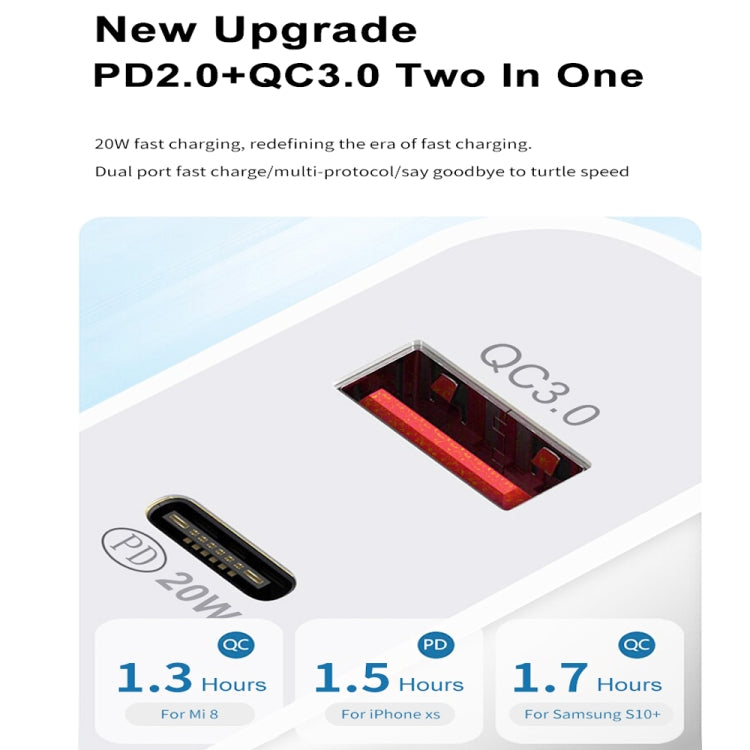 SDC-18W 18W PD 3.0 + QC 3.0 USB Dual Fast Charging Universal Travel Charger พร้อม Micro USB ถึง 8 Pin Fast Charging Data Cable, UK Plug, USB to 8 Pin (UK Plug)