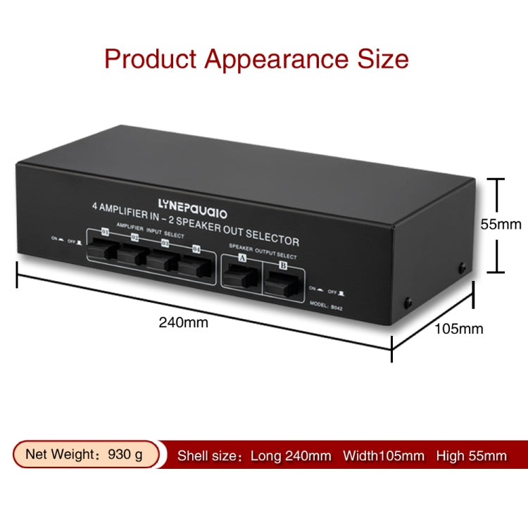 4 อินพุต 2 เอาต์พุต Power Amplifier และลำโพง Switcher สวิตช์ลำโพง Splitter Comparator 300W ต่อช่องโดยไม่สูญเสียคุณภาพเสียง, 4 In 2 Out