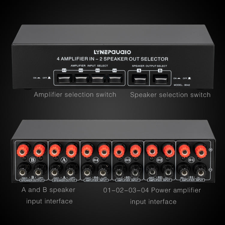 4 อินพุต 2 เอาต์พุต Power Amplifier และลำโพง Switcher สวิตช์ลำโพง Splitter Comparator 300W ต่อช่องโดยไม่สูญเสียคุณภาพเสียง, 4 In 2 Out