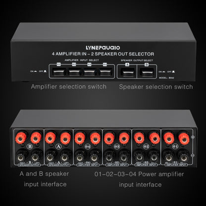 4 อินพุต 2 เอาต์พุต Power Amplifier และลำโพง Switcher สวิตช์ลำโพง Splitter Comparator 300W ต่อช่องโดยไม่สูญเสียคุณภาพเสียง, 4 In 2 Out