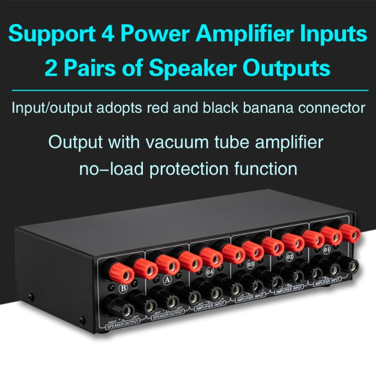 4 อินพุต 2 เอาต์พุต Power Amplifier และลำโพง Switcher สวิตช์ลำโพง Splitter Comparator 300W ต่อช่องโดยไม่สูญเสียคุณภาพเสียง, 4 In 2 Out