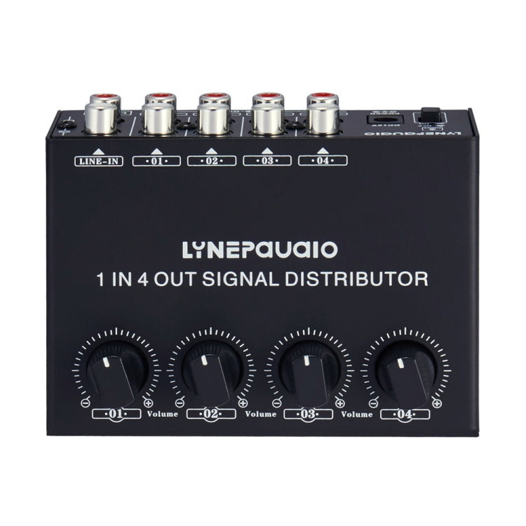 1-In 4-Out ด้านหน้าเครื่องขยายสัญญาณสเตอริโอ, การปรับระดับเสียงเอาต์พุตอิสระอินเทอร์เฟซ RCA No Loss Allocator, US Plug, B029