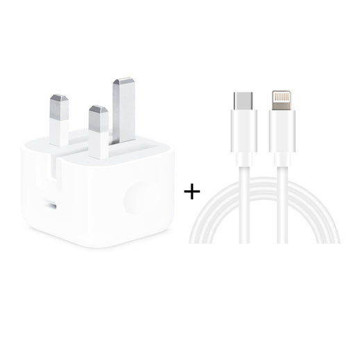 A2344 20W PD 3.0 Type-C / USB-C ที่ชาร์จสำหรับเดินทางแบบพับได้ + USB-C / Type-C ถึง 8 Pin ชุดสายเคเบิลข้อมูลการชาร์จอย่างรวดเร็ว, ปลั๊ก UK, ความยาว: 1 ม., 20W 8 Pin Length: 1m