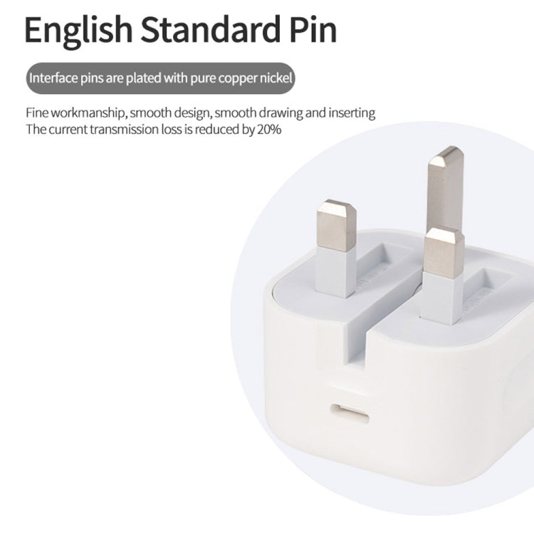 A2344 20W PD 3.0 Type-C / USB-C ที่ชาร์จสำหรับเดินทางแบบพับได้ + USB-C / Type-C ถึง 8 Pin ชุดสายเคเบิลข้อมูลการชาร์จอย่างรวดเร็ว, ปลั๊ก UK, ความยาว: 1 ม., 20W 8 Pin Length: 1m