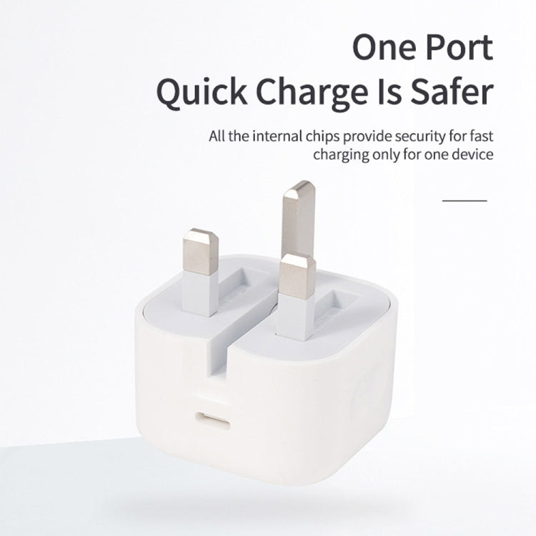 A2344 20W PD 3.0 Type-C / USB-C ที่ชาร์จสำหรับเดินทางแบบพับได้ + USB-C / Type-C ถึง 8 Pin ชุดสายเคเบิลข้อมูลการชาร์จอย่างรวดเร็ว, ปลั๊ก UK, ความยาว: 1 ม., 20W 8 Pin Length: 1m