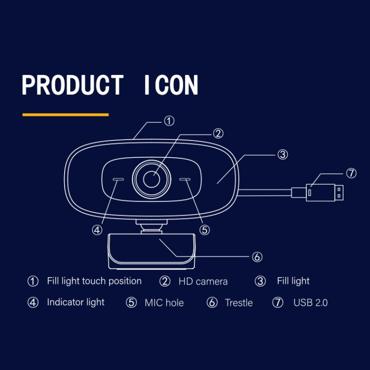 C10 2K HD โดยไม่มีการบิดเบือน 360 องศาหมุนสามความเร็วเติมแสง USB ไดรฟ์ฟรีเว็บแคม, ไมโครโฟนในตัวที่ชัดเจนยิ่งขึ้น