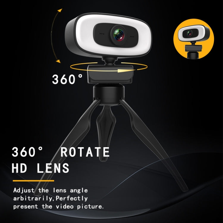 C10 2K HD โดยไม่มีการบิดเบือน 360 องศาหมุนสามความเร็วเติมแสง USB ไดรฟ์ฟรีเว็บแคม, ไมโครโฟนในตัวที่ชัดเจนยิ่งขึ้น